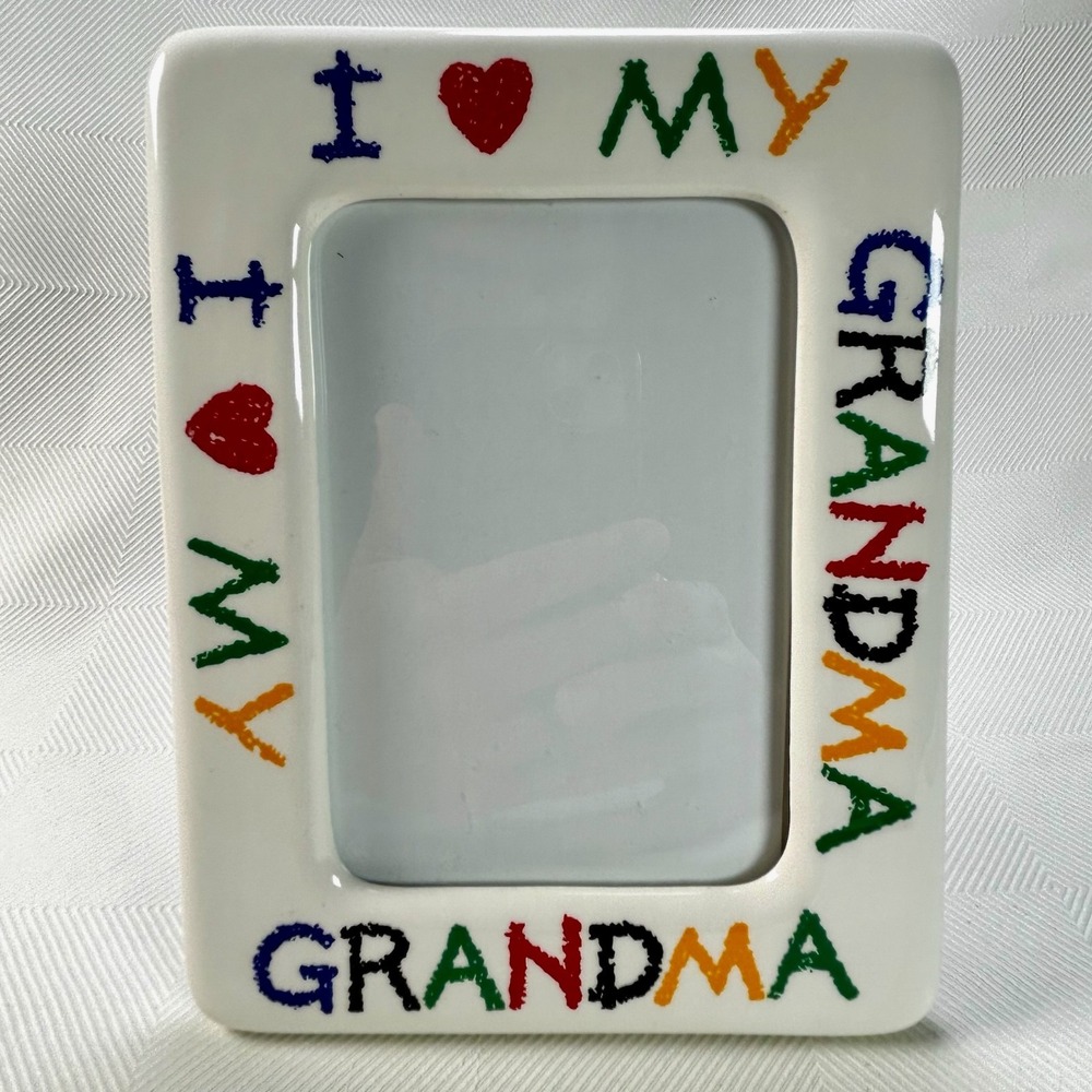 Vintage I LOVE MY GRANDMA Ceramic Picture/Photo Frame 4 x 6" Child Gift Memories